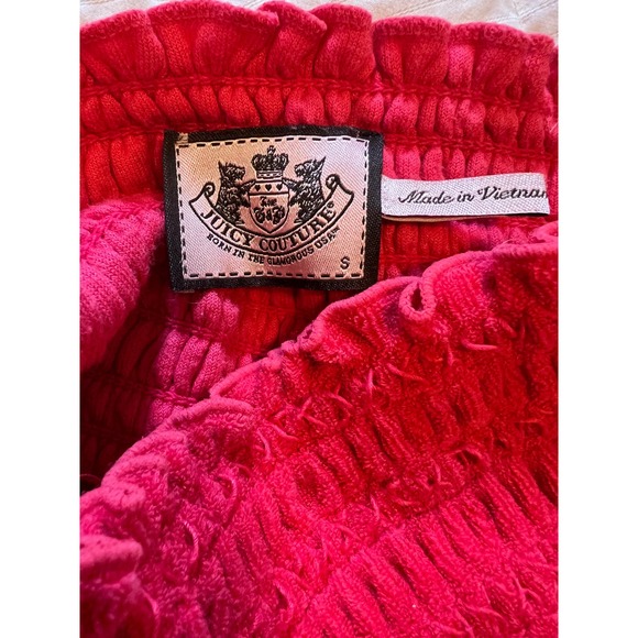 Juicy Couture Hot Pink Terry Tube Dress Strapless Smocked Size S Y2K - Picture 4 of 5
